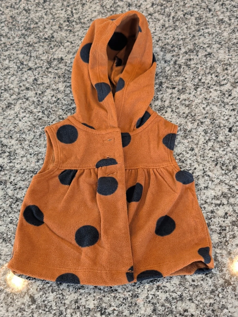 Carter's Black and Rust Orange Polka Dot Hooded Vest